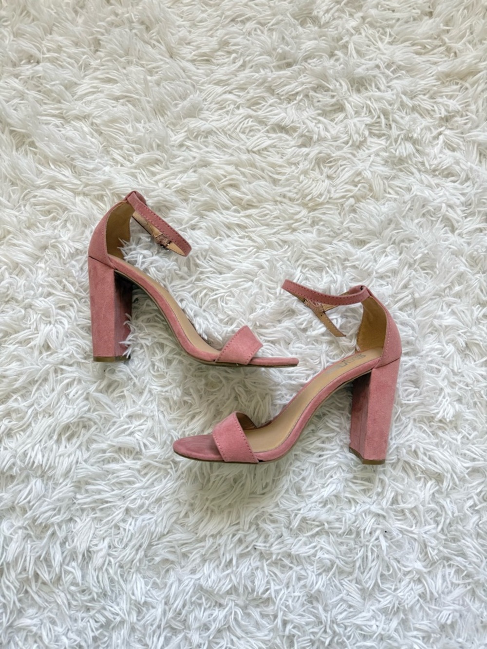 Brash Mauve Pink Block Heel Ankle Strap Sandals